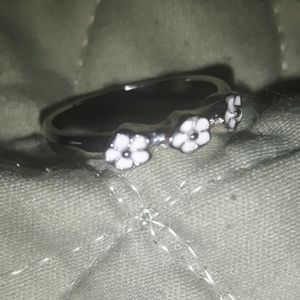Silver White Flower Ring